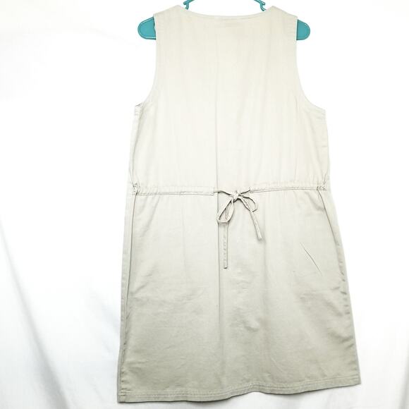 New York Jeans Beige Denim Button Up Sleeveless Jeans Dress Size M, 2 Pockets - Picture 3 of 6
